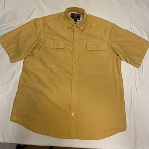 Duluth Trading Shirt Mens Large Yellow Fishing Vented CoolPlus Button Up